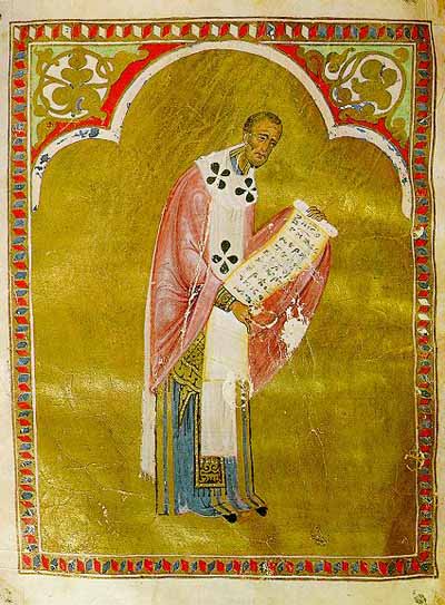 Иоанн Златоуст. Миниатюра 13 век.