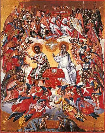 Небесная Литургия. Икона Михаила Дамаскина 16-й век.